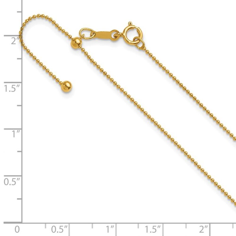 1/20 14K Gold Filled 1mm Hollow Bead Chain Adj. Necklace, 22 Inch - Picture 5 of 7